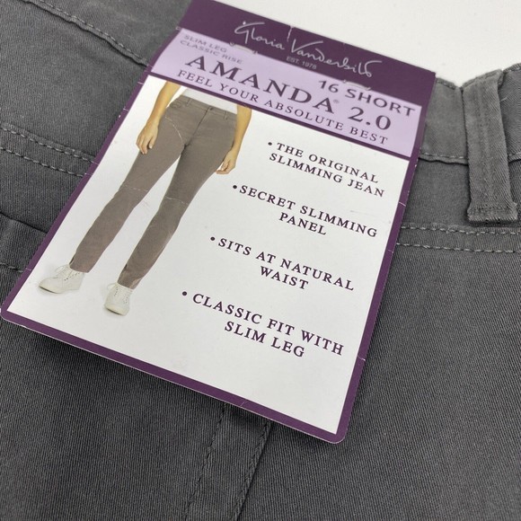 GLORIA VANDERBILT NWT Amanda‎ 2.0 Women's 16 Short Khaki Original Slimming Jean - Picture 6 of 7